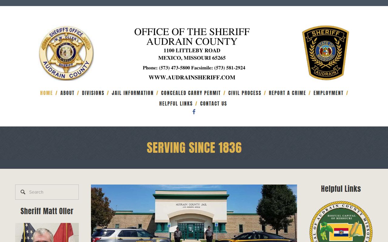 Audrain County Sheriff's Office website for jail mugshots in Mexico Missouri