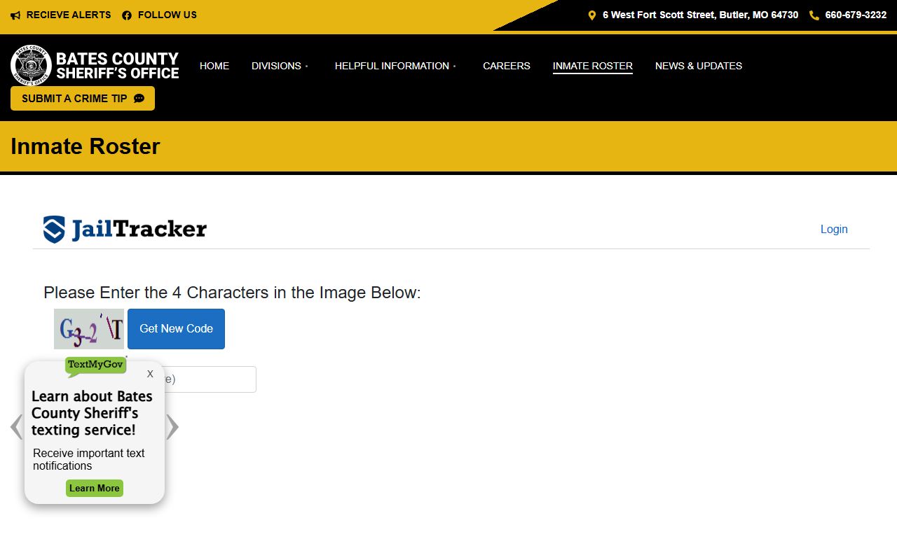 Bates County Sheriff inmate roster showing jail mugshots in Butler Missouri