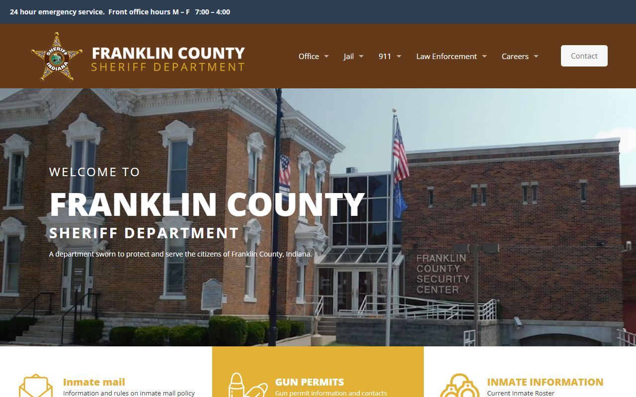Franklin County Sheriff's Office website for jail mugshot and inmate information