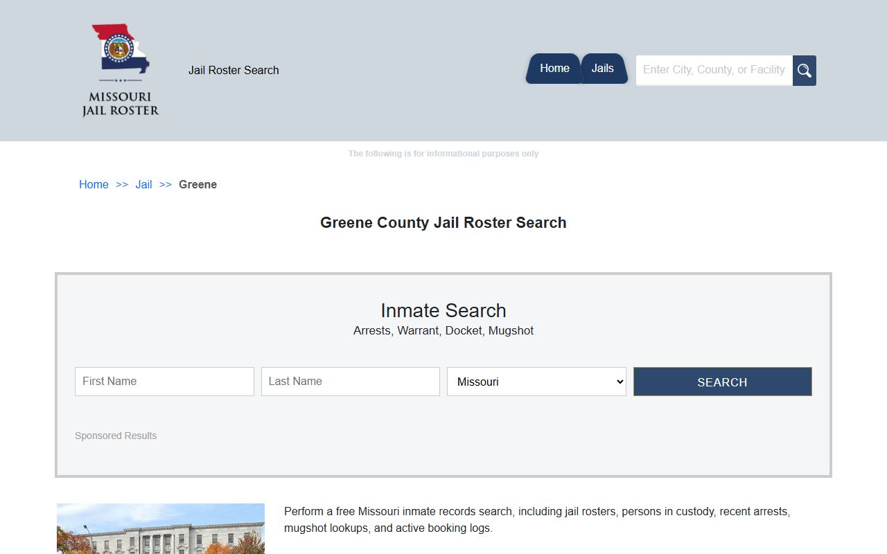Greene County jail roster search for finding jail mugshots in Springfield Missouri