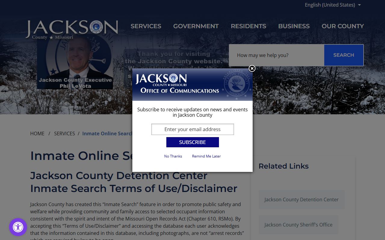 Jackson County inmate online search portal for jail mugshots
