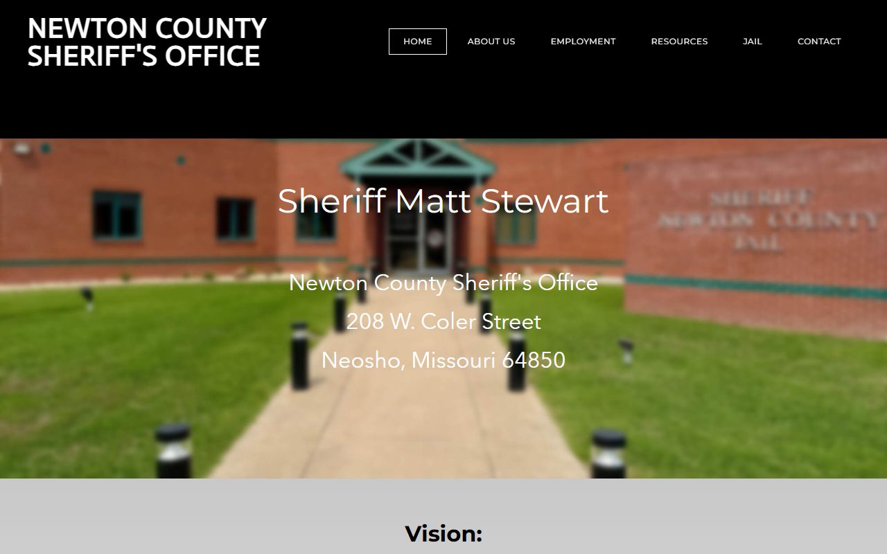 Newton County Sheriff's Office website for jail mugshots in Neosho Missouri