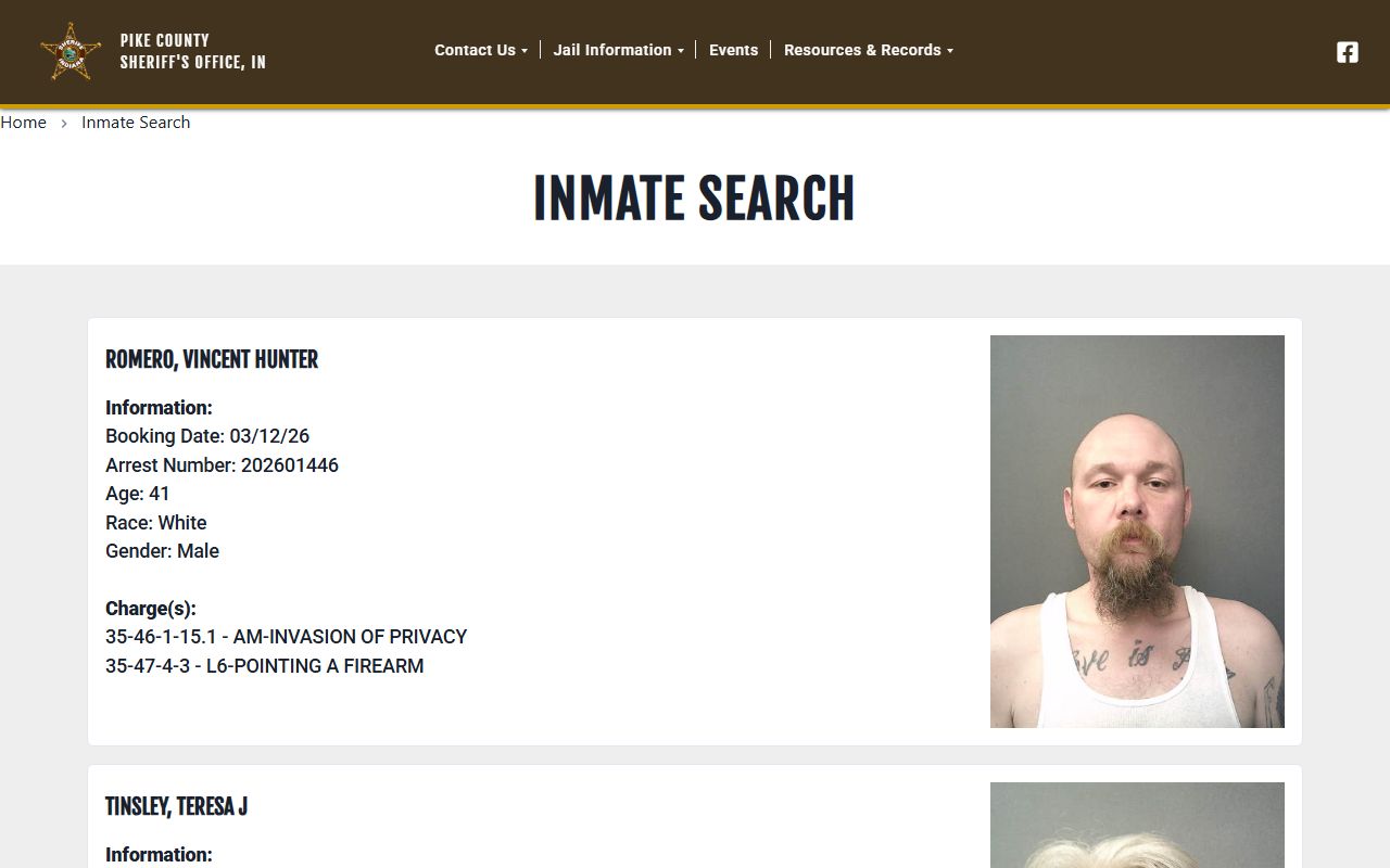 Pike County Sheriff's Office inmate search tool for jail mugshots in Bowling Green Missouri