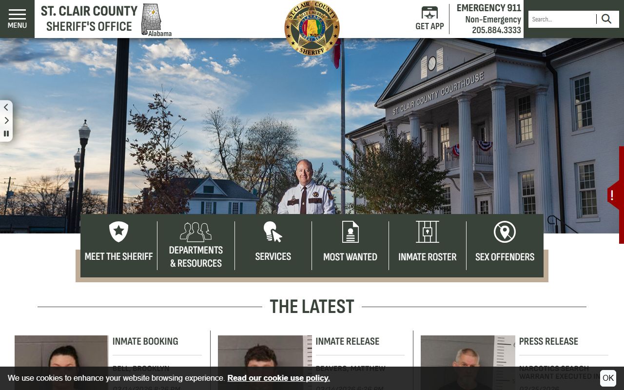 St. Clair County Sheriff's Office website for jail mugshots and inmate information